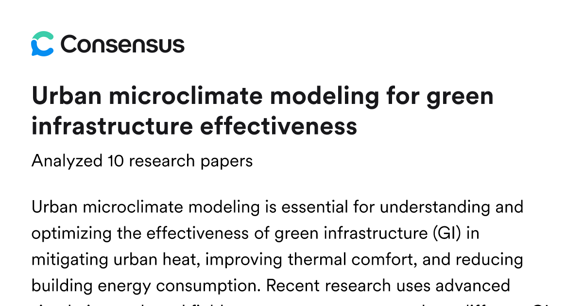Urban microclimate modeling for green infrastructure effectiveness ...