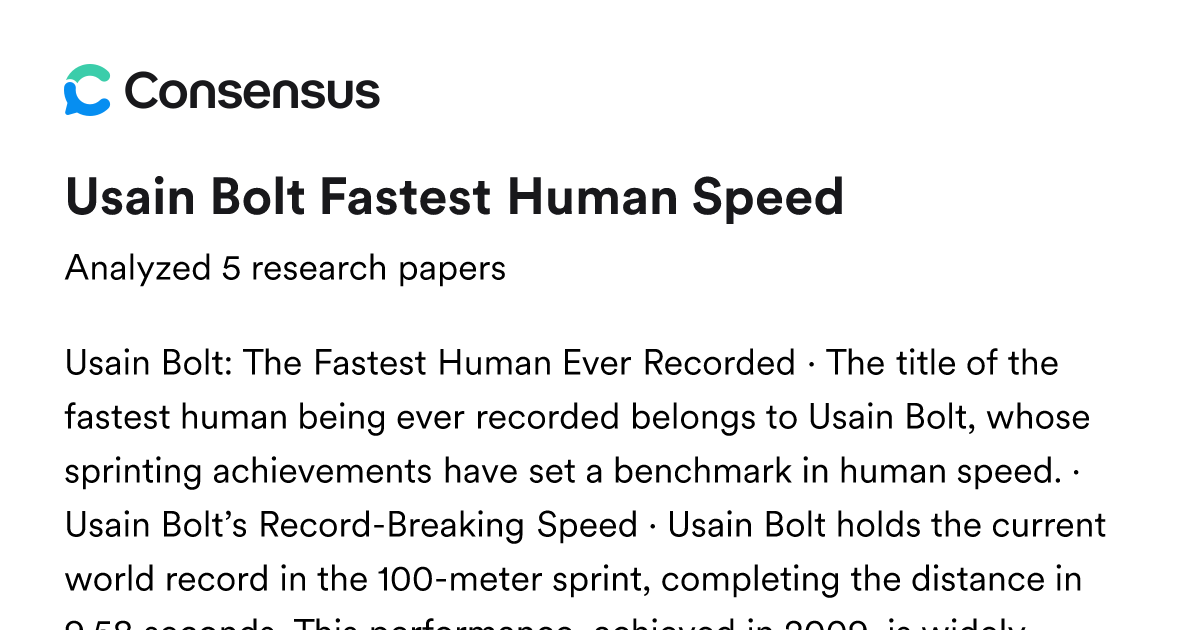 Usain Bolt Fastest Human Speed - Consensus