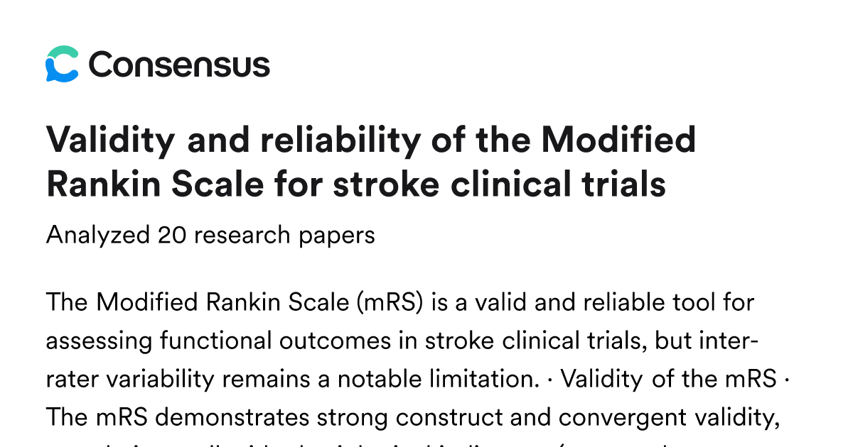 Validity and reliability of the Modified Rankin Scale for stroke ...