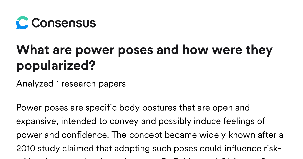 What are power poses and how were they popularized? - Consensus