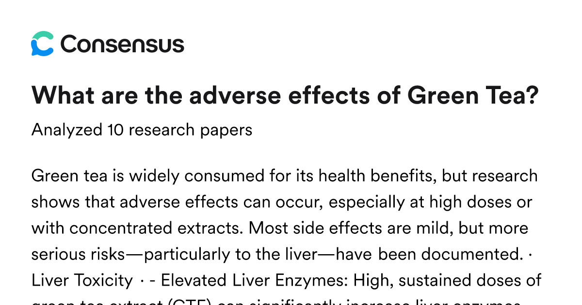 What are the adverse effects of Green Tea? - Consensus