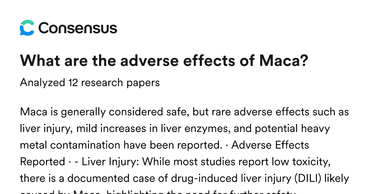 What are the adverse effects of Maca? - Consensus