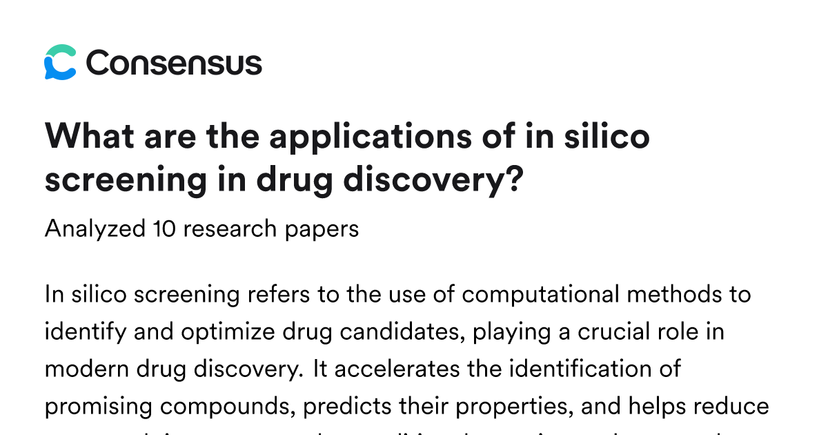 What are the applications of in silico screening in drug discovery ...