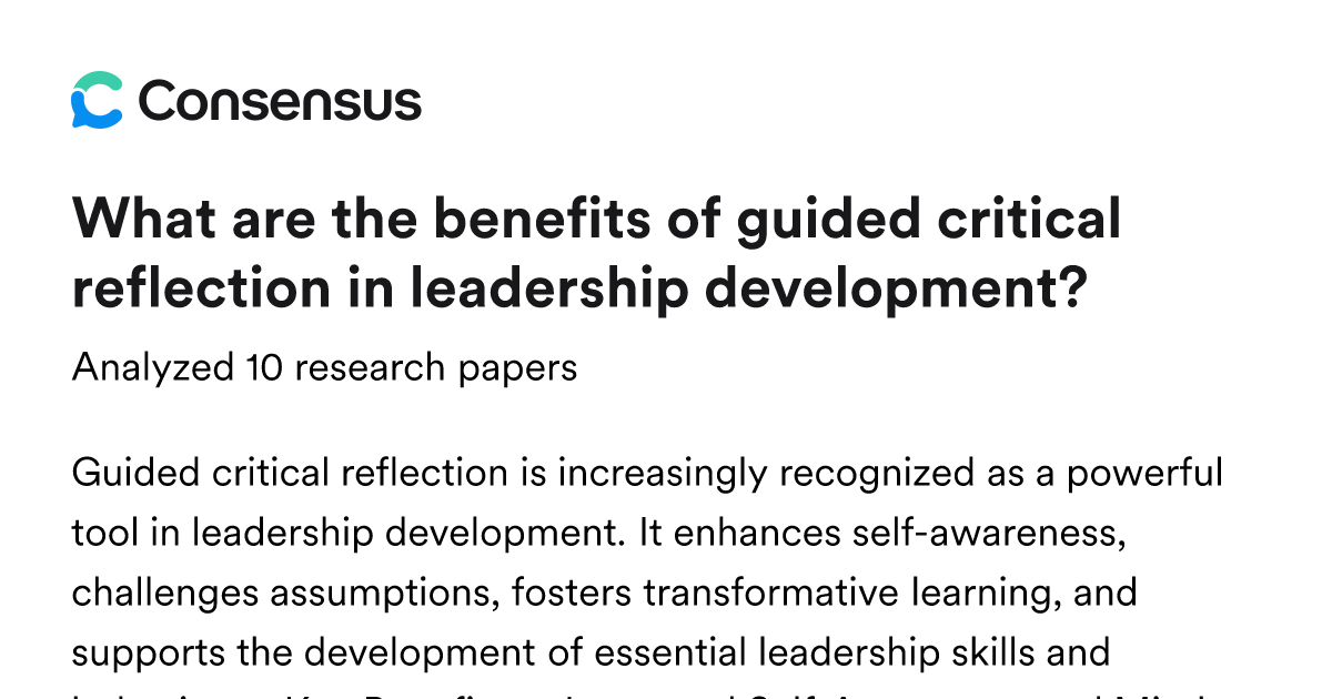 What are the benefits of guided critical reflection in leadership ...