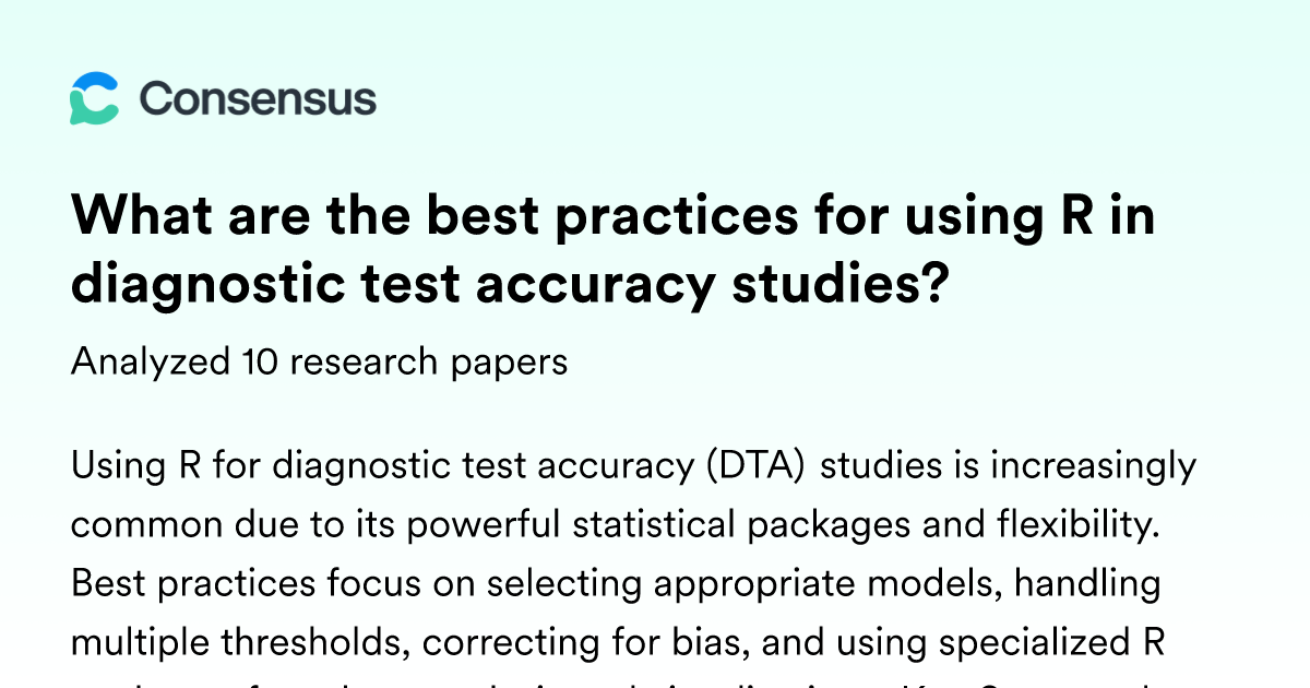 What are the best practices for using R in diagnostic test accuracy ...