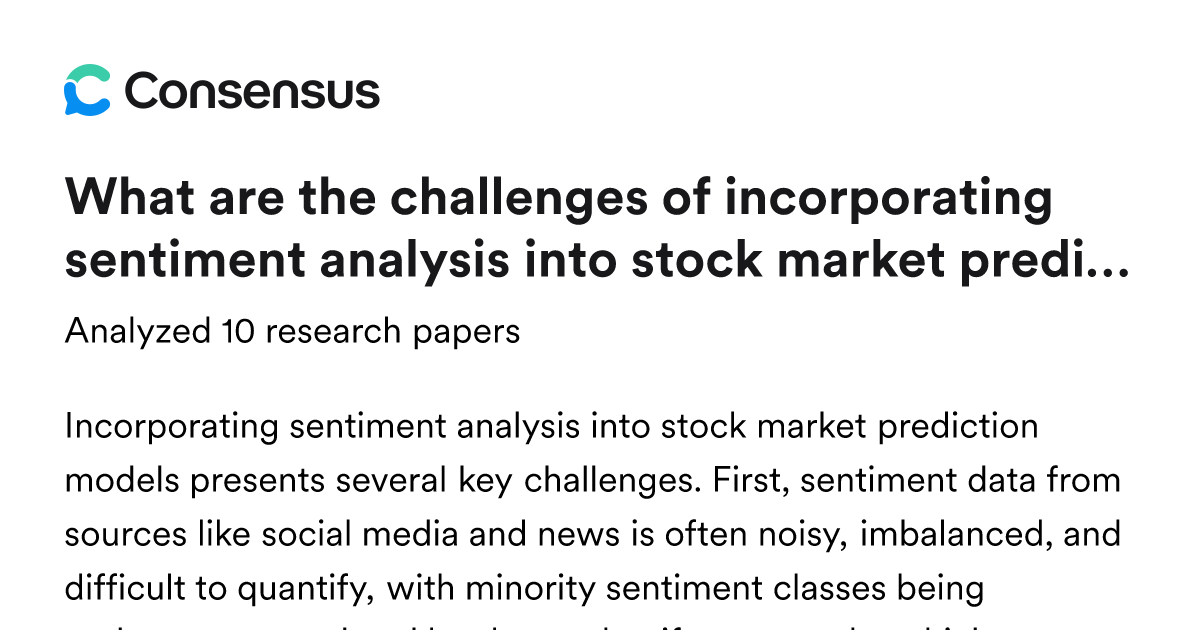 What are the challenges of incorporating sentiment analysis into stock ...