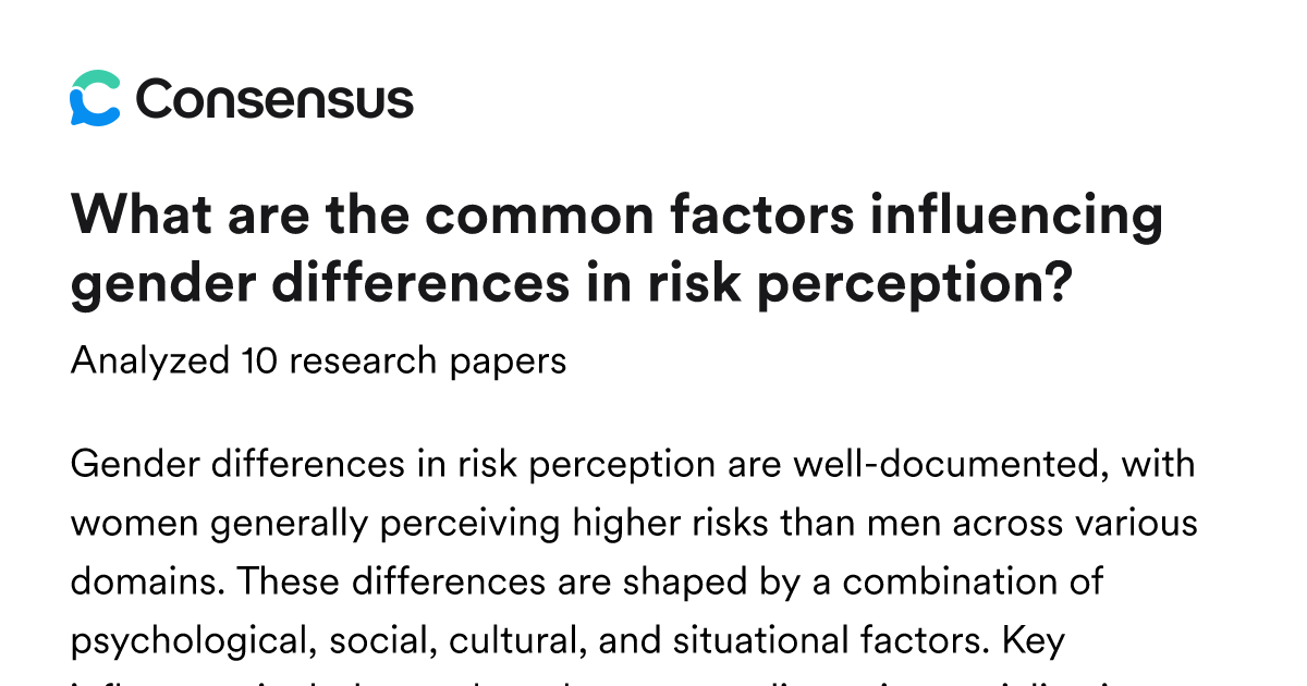 What are the common factors influencing gender differences in risk ...