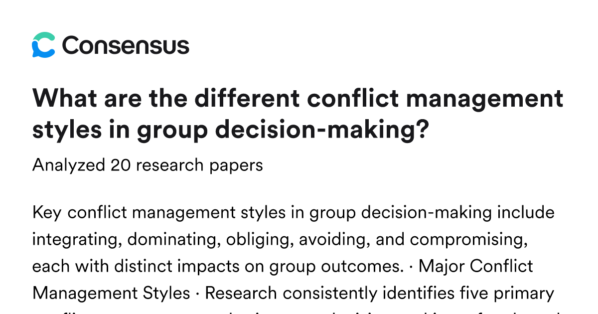 What are the different conflict management styles in group decision ...