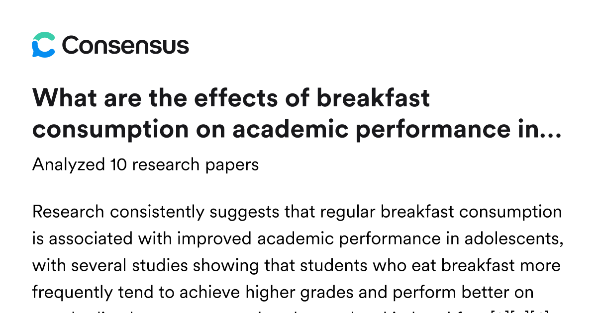 What are the effects of breakfast consumption on academic performance ...