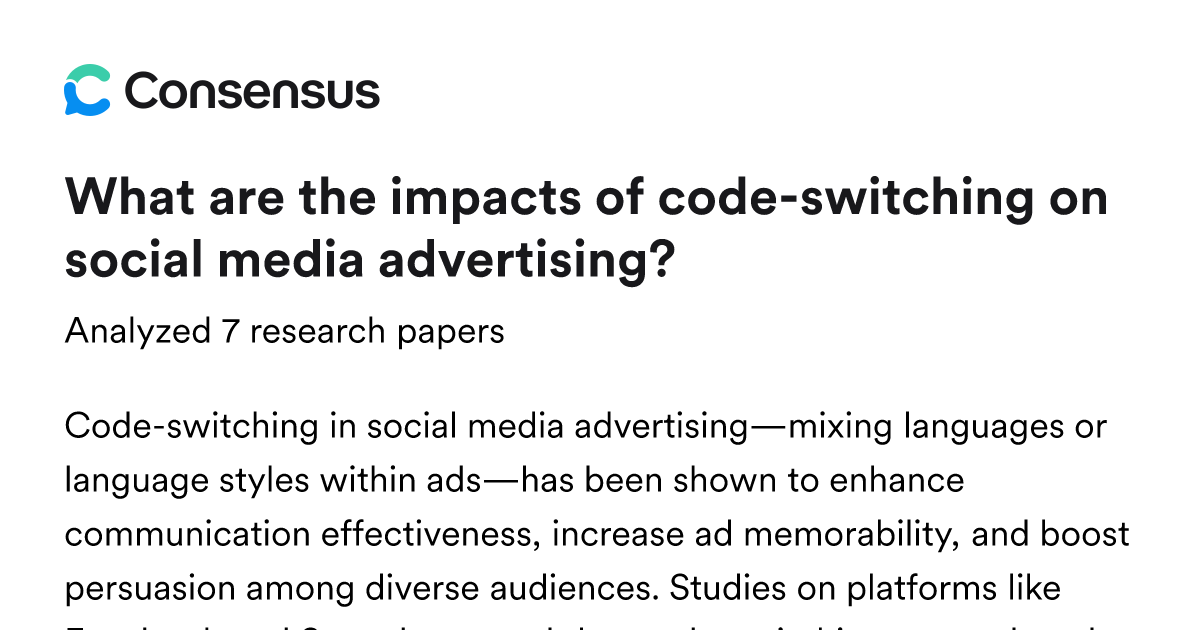 What are the impacts of code-switching on social media advertising ...