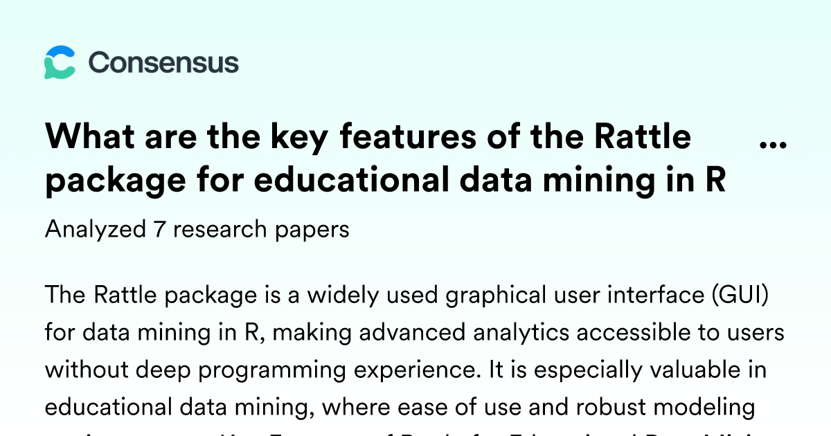 What are the key features of the Rattle package for educational data ...