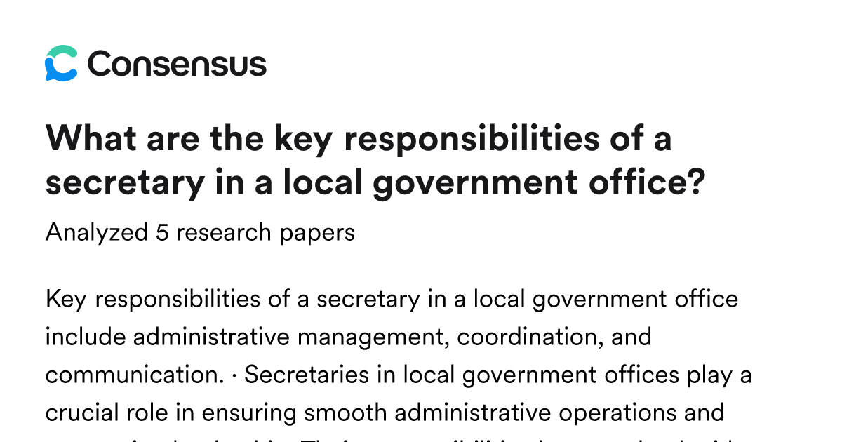 What are the key responsibilities of a secretary in a local government ...