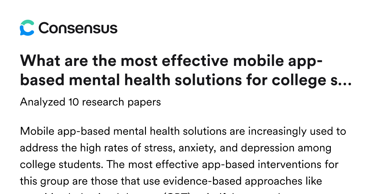 What are the most effective mobile app-based mental health solutions ...