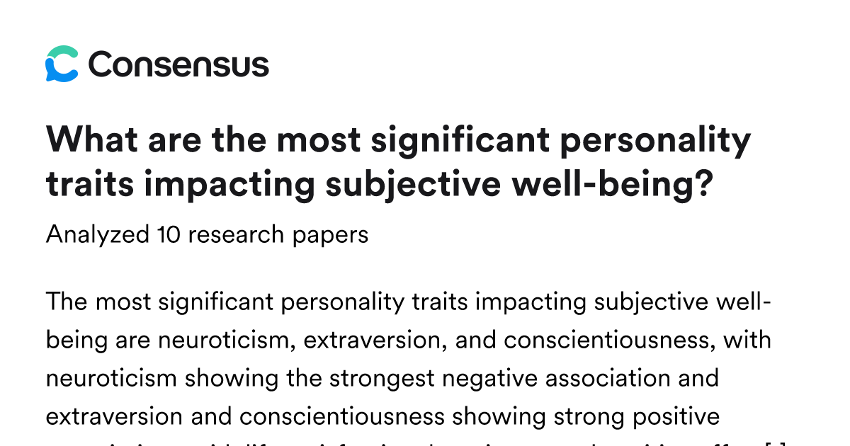 What are the most significant personality traits impacting subjective ...