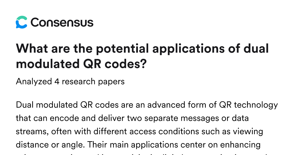 What are the potential applications of dual modulated QR codes? - Consensus