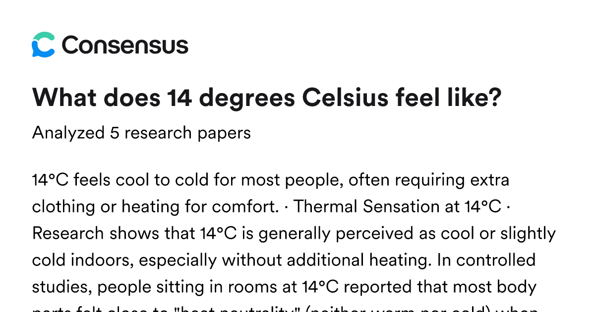 What does 14 degrees Celsius feel like? - Consensus