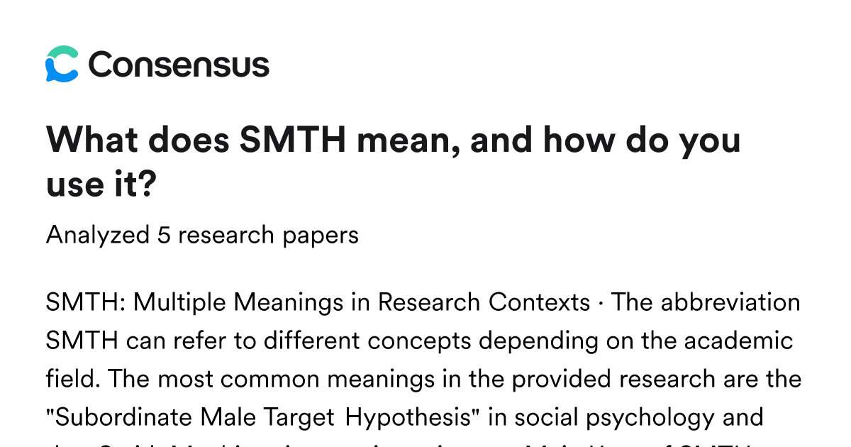 What does SMTH mean, and how do you use it? - Consensus