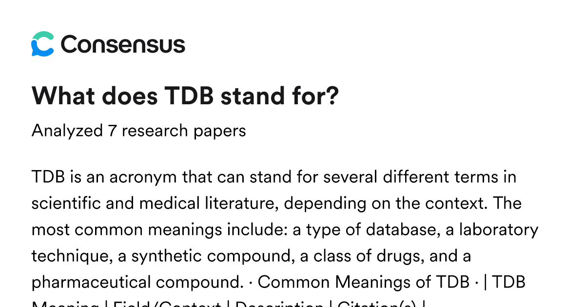 What does TDB stand for? - Consensus