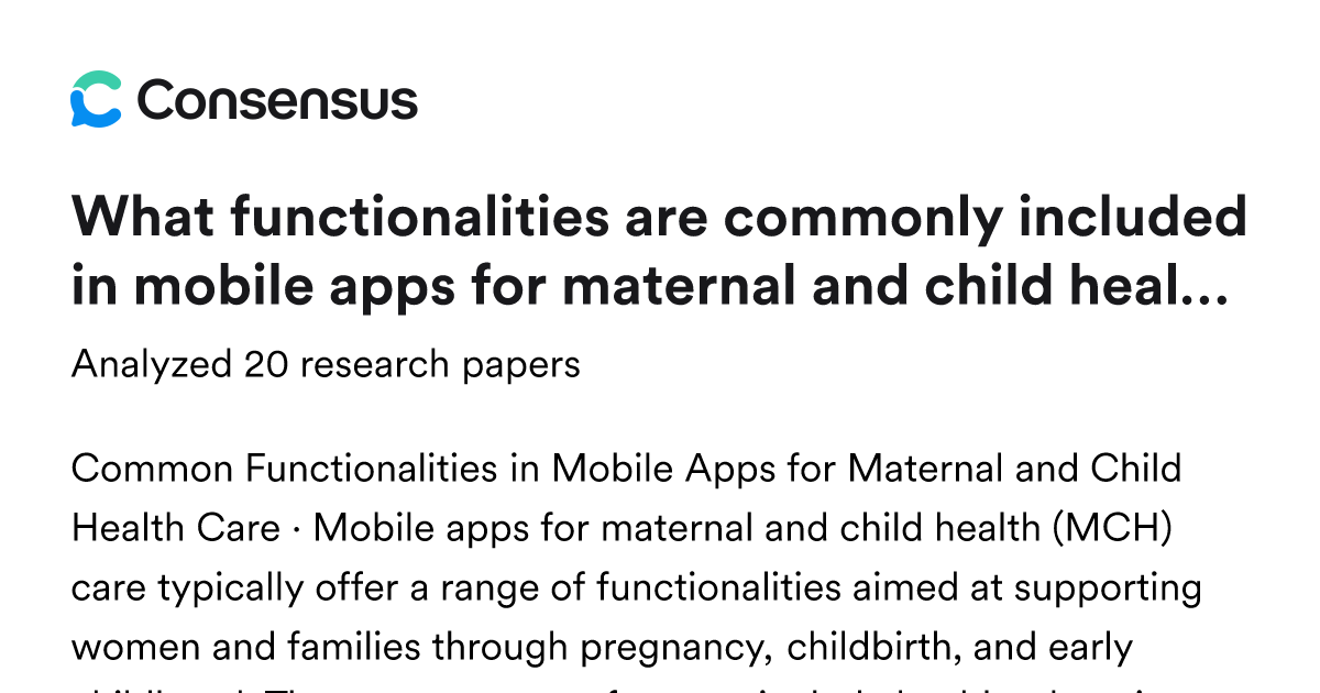 What functionalities are commonly included in mobile apps for maternal ...