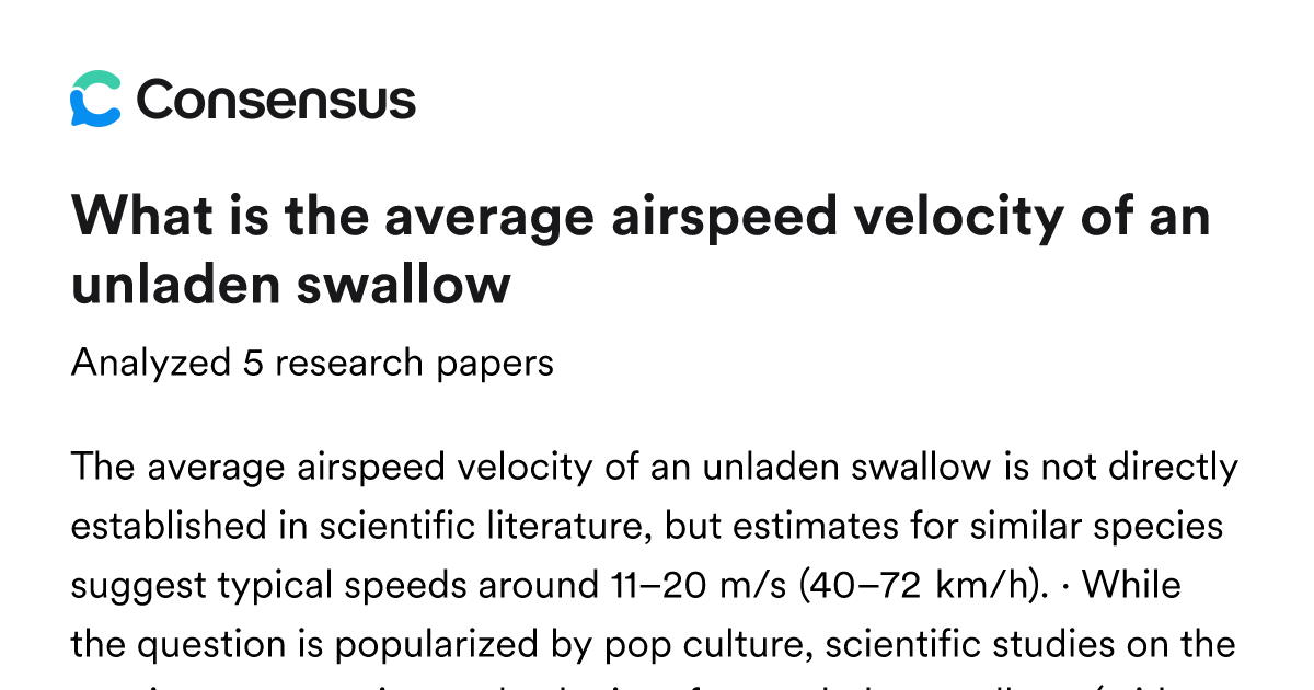What is the average airspeed velocity of an unladen swallow - Consensus