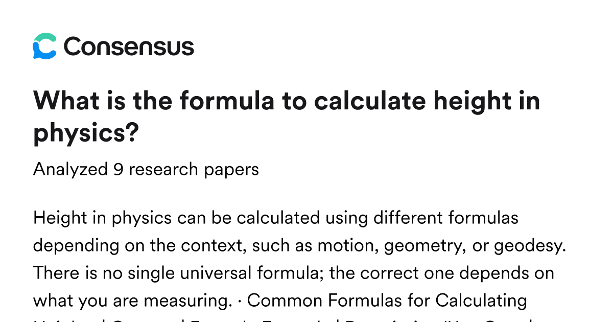 What is the formula to calculate height in physics? - Consensus