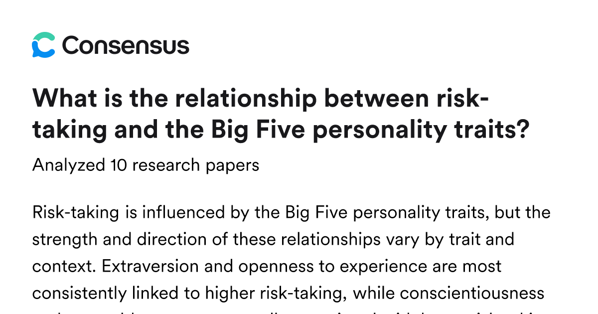 What is the relationship between risk-taking and the Big Five ...