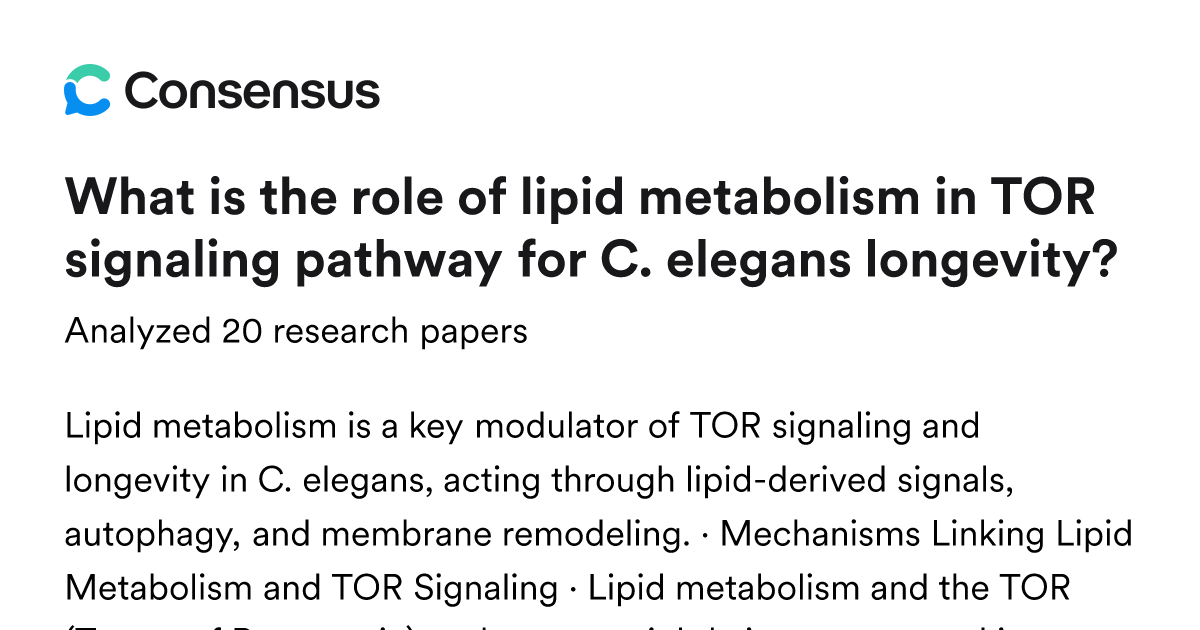 What is the role of lipid metabolism in TOR signaling pathway for C ...
