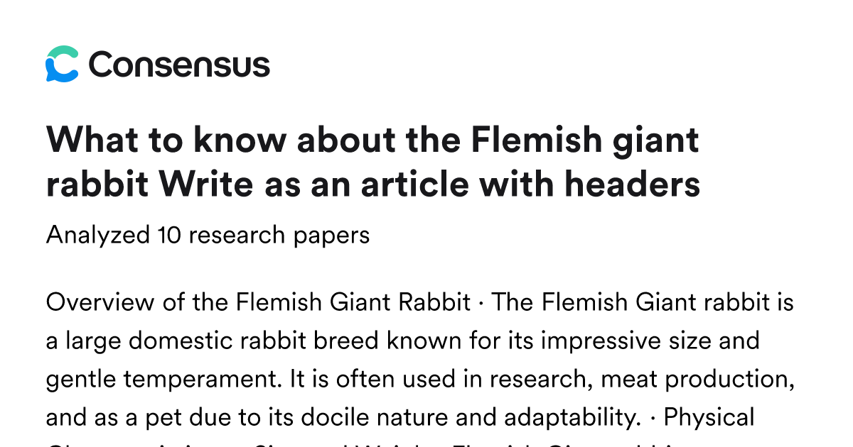 What to know about the Flemish giant rabbit Write as an article with ...