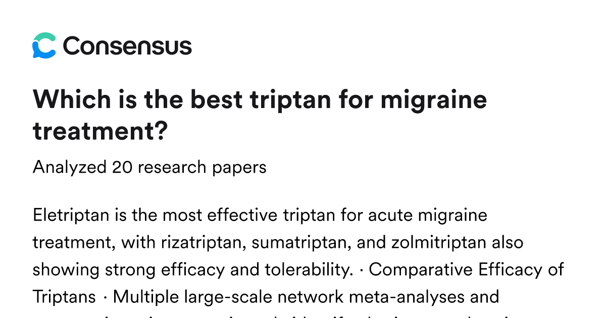 Which is the best triptan for migraine treatment? - Consensus