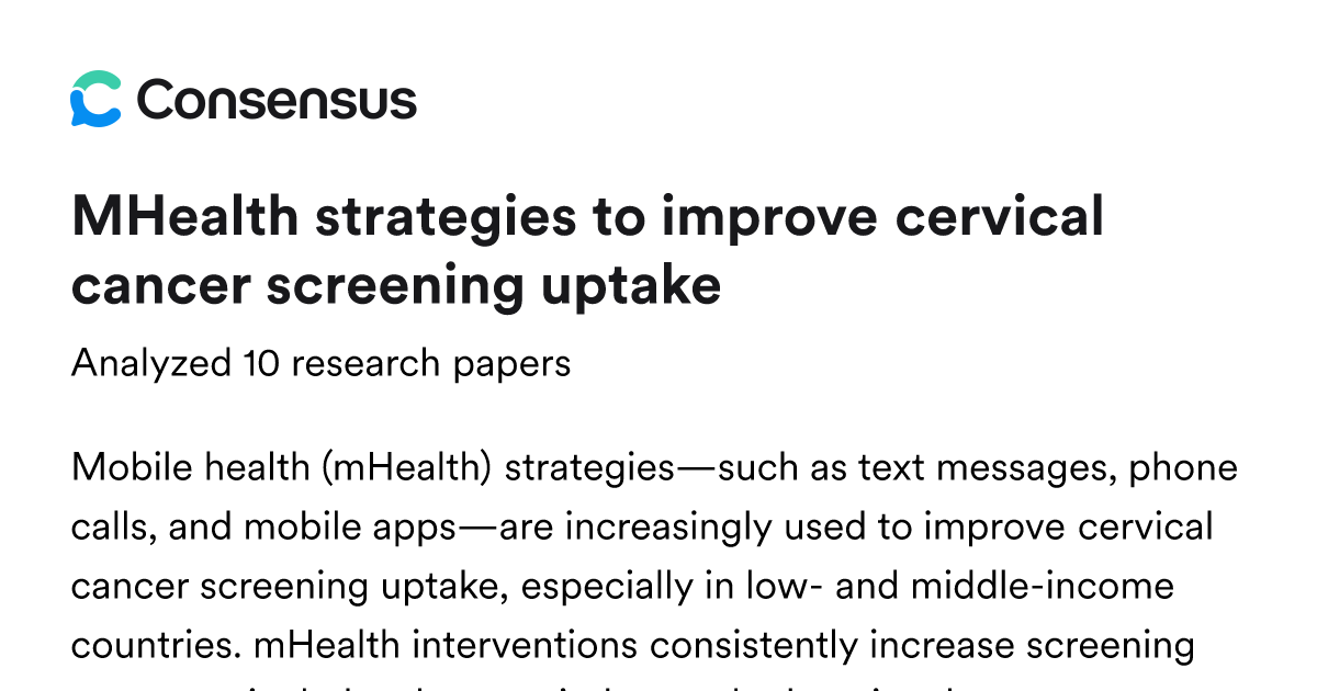 mHealth strategies to improve cervical cancer screening uptake - Consensus