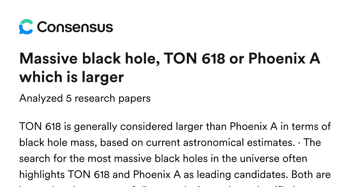 massive black hole, TON 618 or Phoenix A which is larger - Consensus