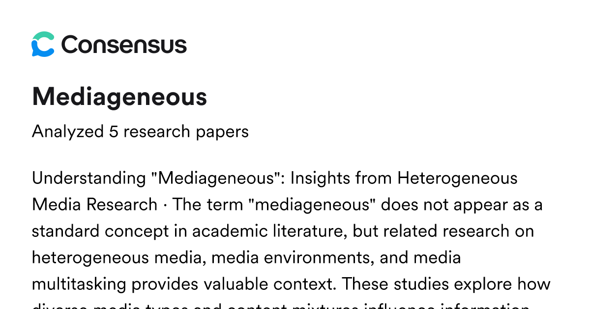 mediageneous - Consensus