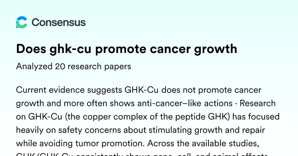ghk cu and cancer does ghk-cu promote cancer growth