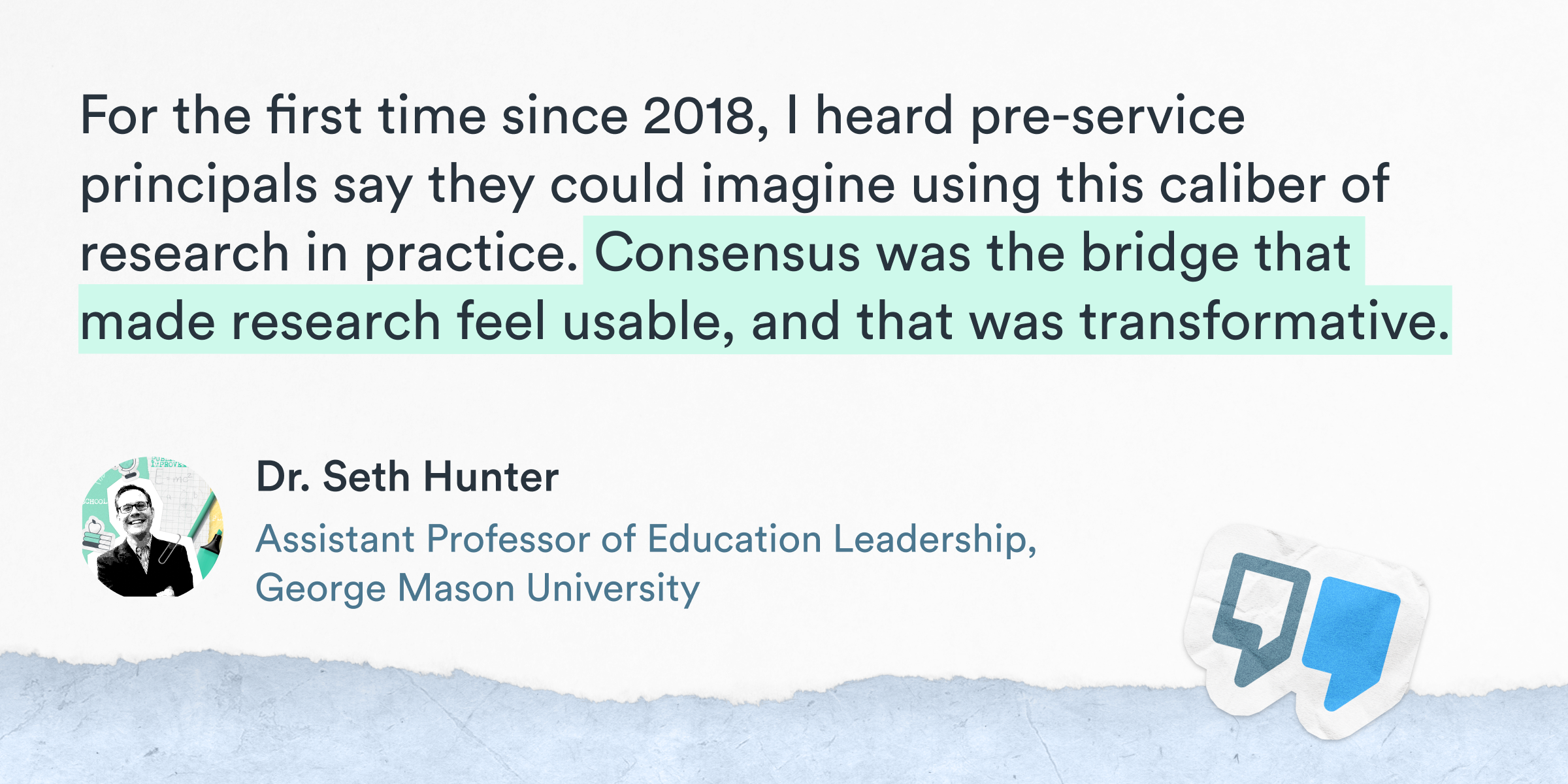 Quote card featuring Dr. Seth Hunter